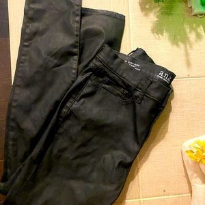 Black leather look jeans